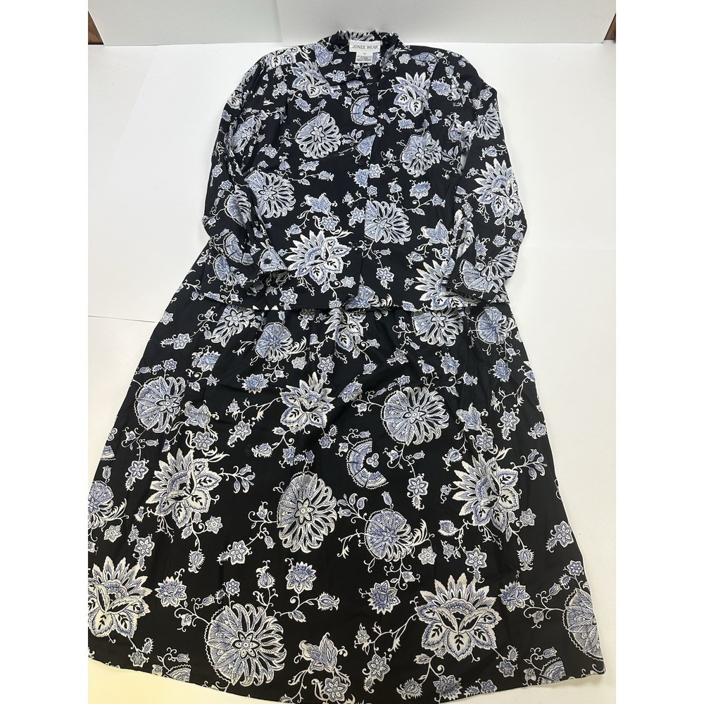 VTG 90s Jones New York Skirt Set Womens 8 & 12  Black 2 Pc Jones Wear